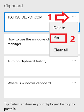 pin windows clipboard content